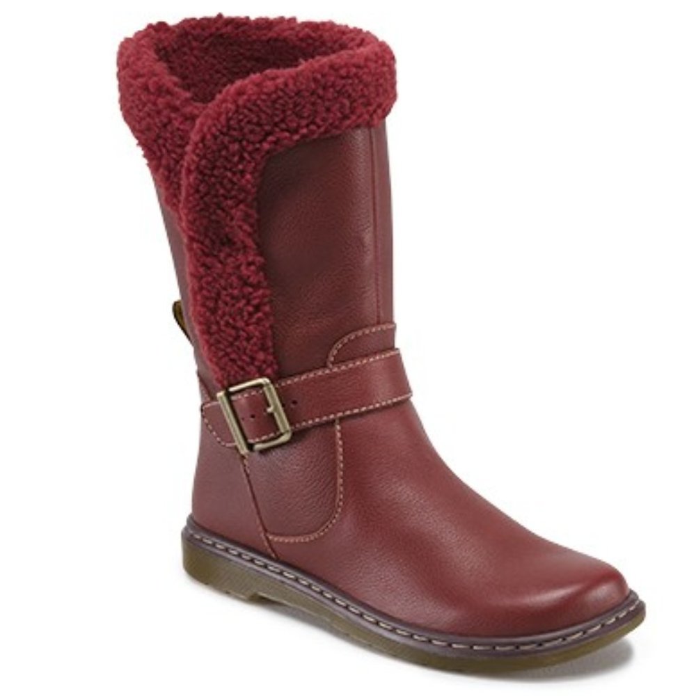 Dr. Martens doc Brielle red leather bootie boot